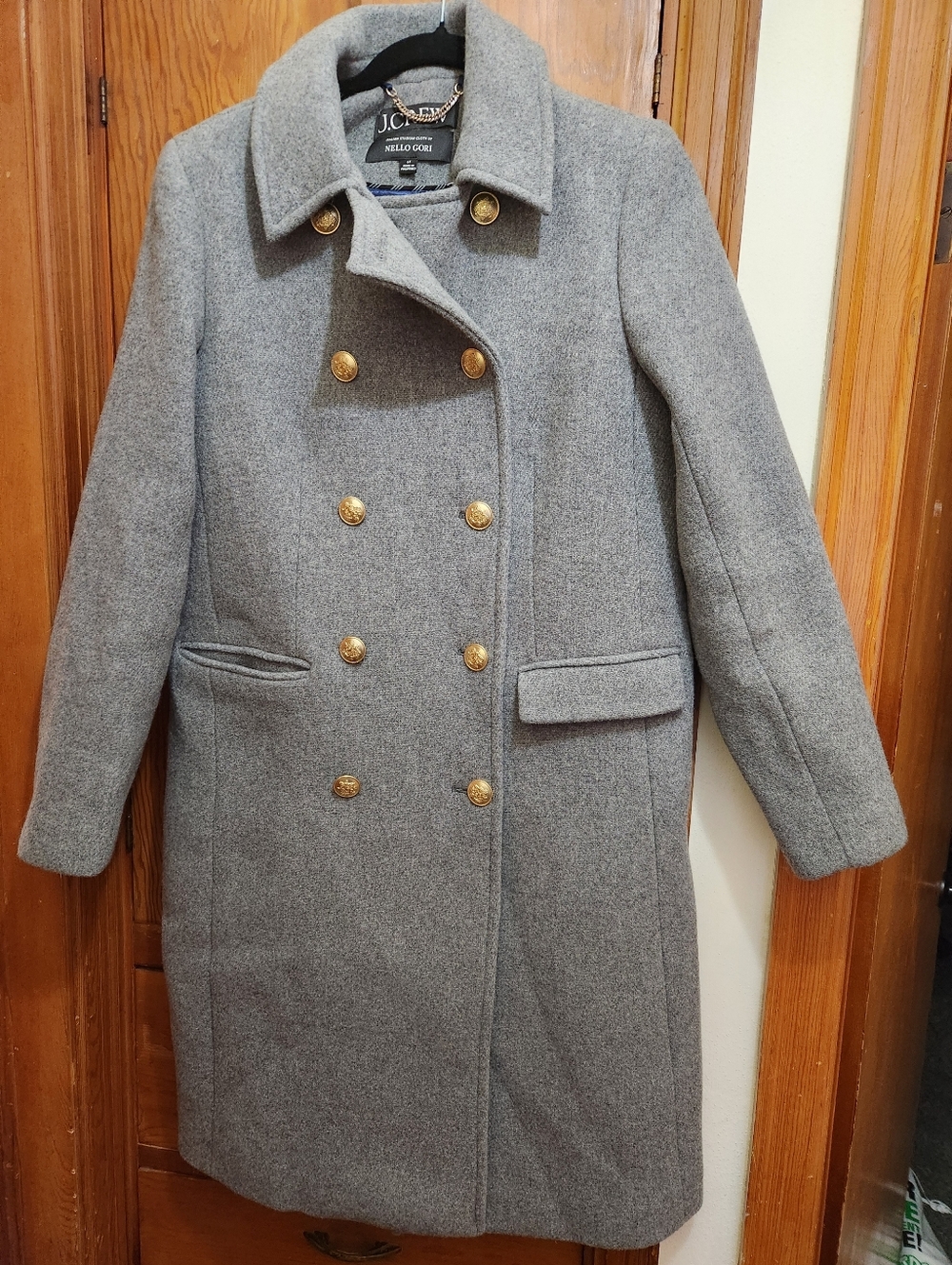 J. Crew Wool Nello Gori Statium Cloth Charcoal Grey Pea Coat 6 T Small